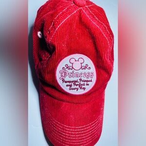 Walt Disney Princess Disneyland Resort Cherry Red &‎ Pink Corduroy Cap Hat